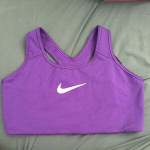 Nike Purple Racerback Sports Bra with Moisture-Wicking Fabric